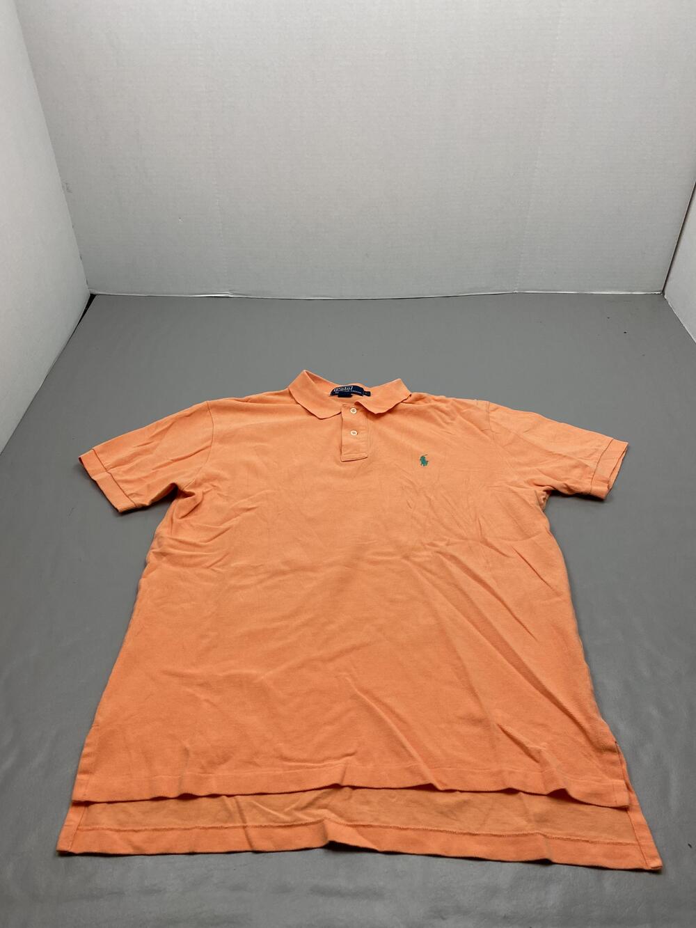 Polo By Ralph Lauren Shirt Mens L Orange Collared Short Sleeve Cotton Pique